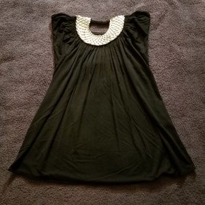 Black Strapless Top with Woven Silver Accent